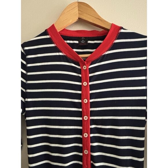 J Crew Union Suit Pajamas Striped Blue White Red Small One Piece Long John’s - Picture 3 of 11